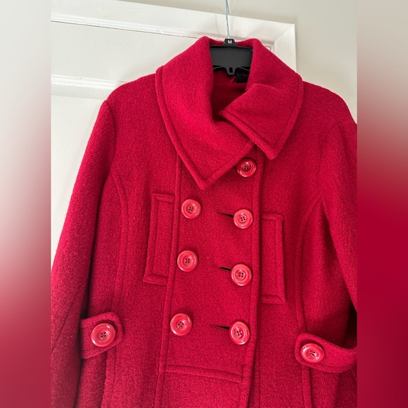 Ambition Crimson Button-Front Peacoat - Picture 2 of 9